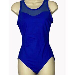 Subtle Shaper Womens Size 10 Royal Blue One-Piece Swimsuit With Mesh Detail New